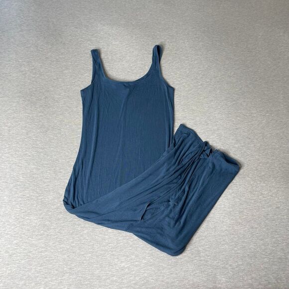 Victoria’s Secret Midnight Sea Blue Ribbed Modal Long Slip Dress - Picture 9 of 12